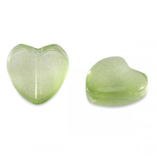 Glass bead 12mm Heart - Light green